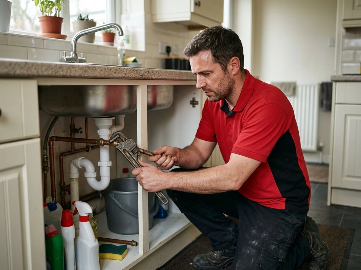 Kingston Plumbers 247 engineer carrying out emergency plumbing on a burst pipe in Kingston upon Thames